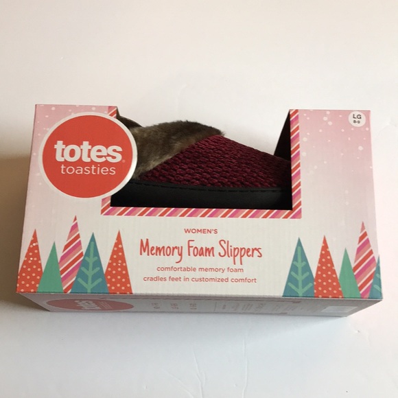 Totes toasties Woman’s Memory Foam Slippers - Maroon - Picture 4 of 6